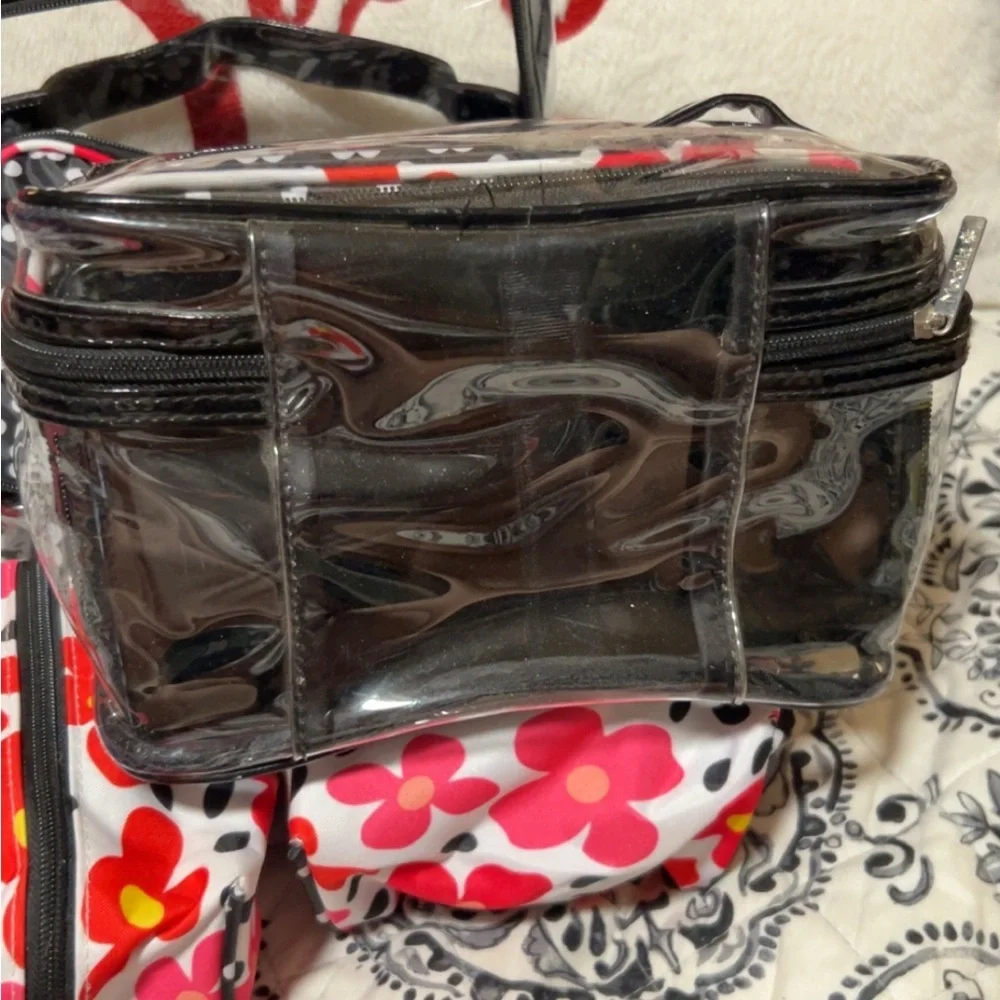 Floral and Clear Cosmetic Bag Set